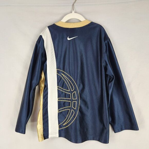 Nike Youth Basketball Long Sleeve Warm Up Jersey Sz Small Blue Gold - Picture 2 of 8